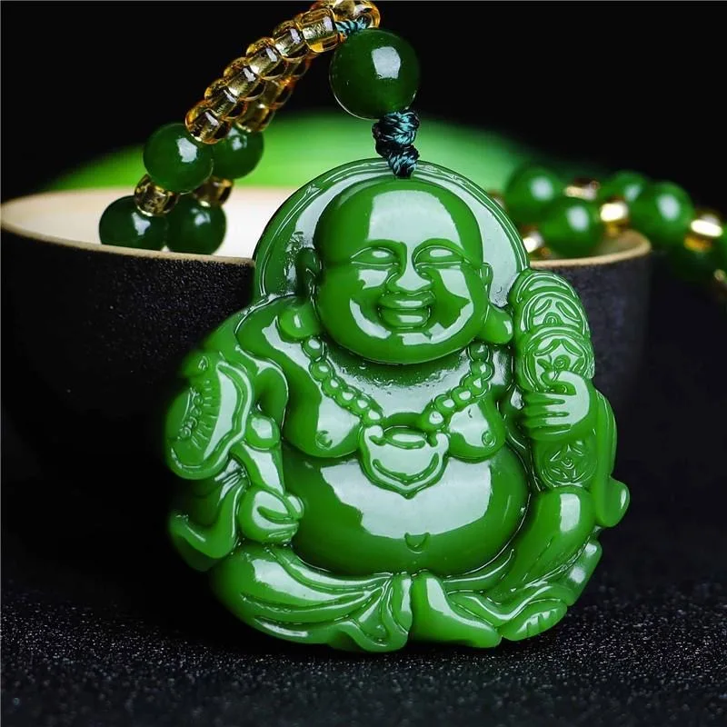 Men'S Fashion Usa - Chinesische Grüne Jade Maitreya Buddha Anhänger