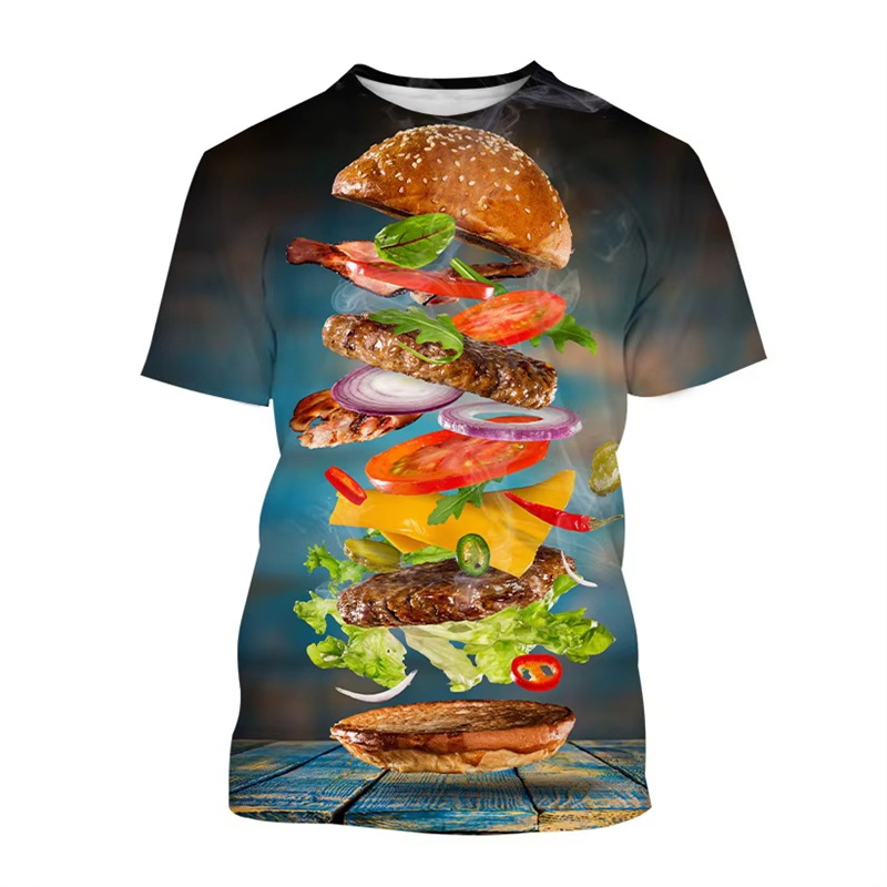 Men'S Fashion Hamburg - Lustiges 3D-gedrucktes T-Shirt mit Lebensmittel-Motiv für