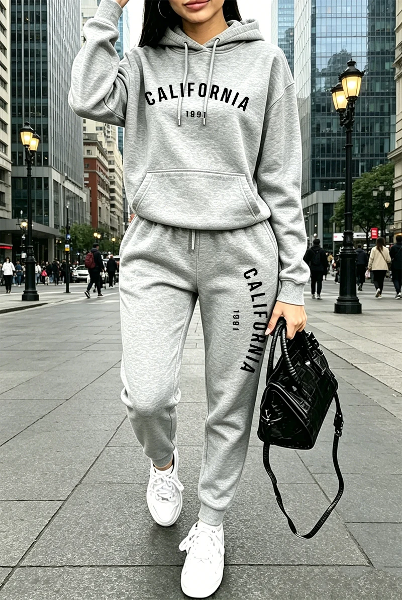 Streetwear Hoodie - Heiße Angebote: Damen-Trainingsanzug mit Print, lässiger