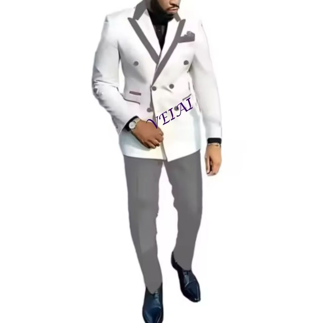 Mens Fashion Blazer - Klassisches Blaues 2-Teiliges Herrenanzug-Set Maßgeschneiderter Luxus-Blazer