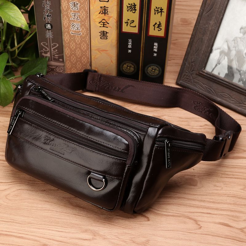 Leather Belt Braided - Herren Gürteltasche, Sling-Brusttasche aus echtem Leder,