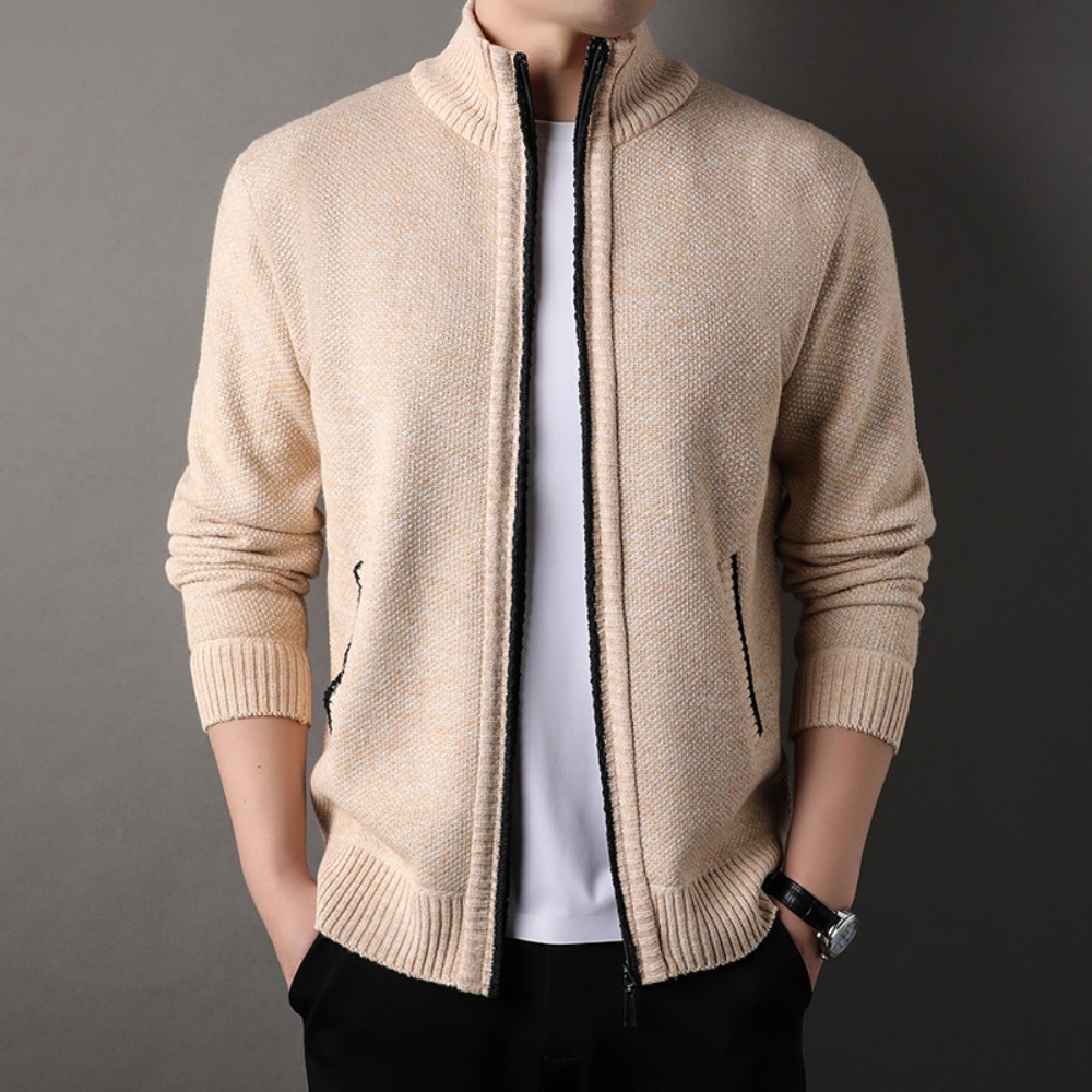 Men'S Fashion Zip Sweater - Männer Stehkragen Stricken Pullover Herbst Winter
