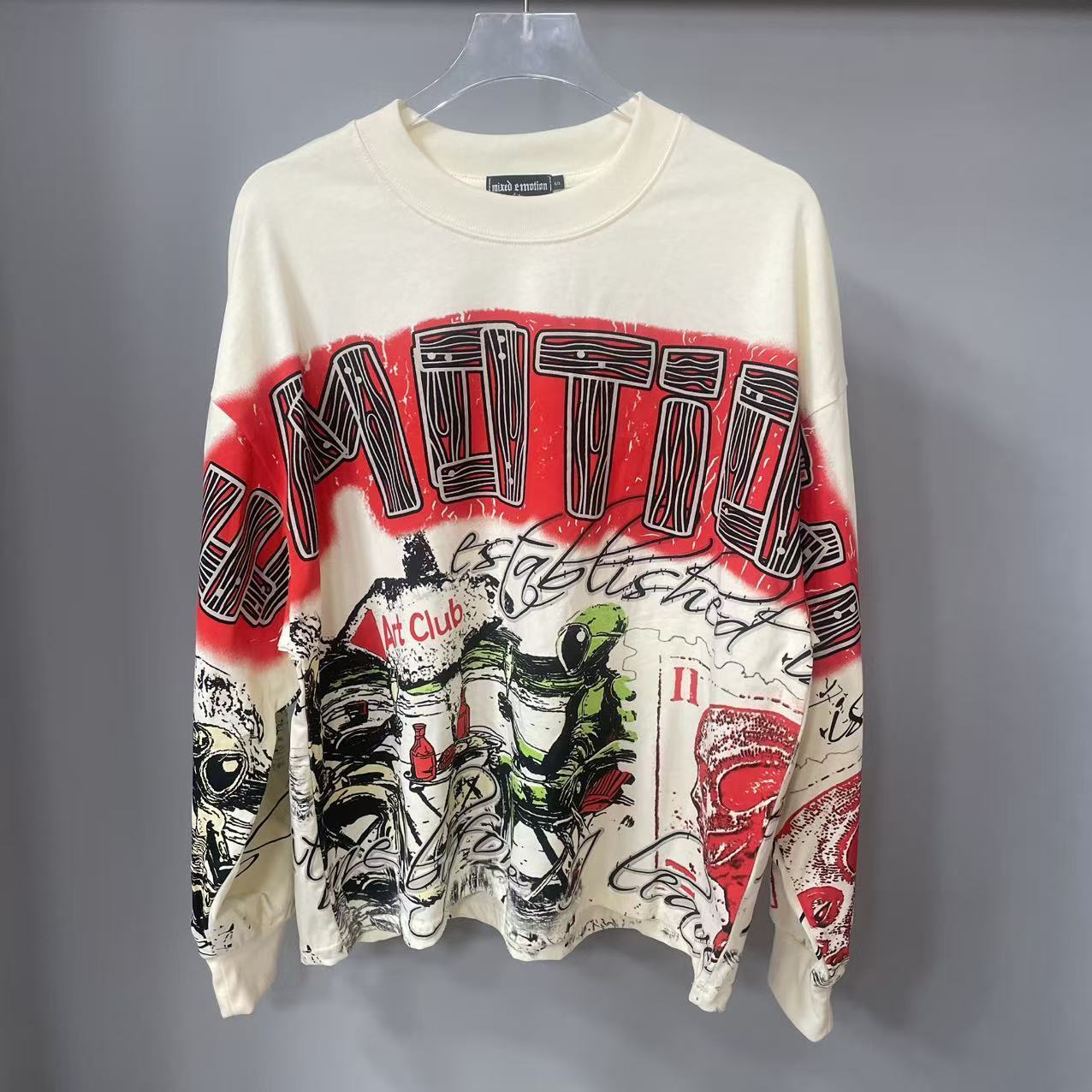 Streetwear Hoodie - Hochwertiges Designer MIXED-EMOTION Langarm-T-Shirt aus 100%