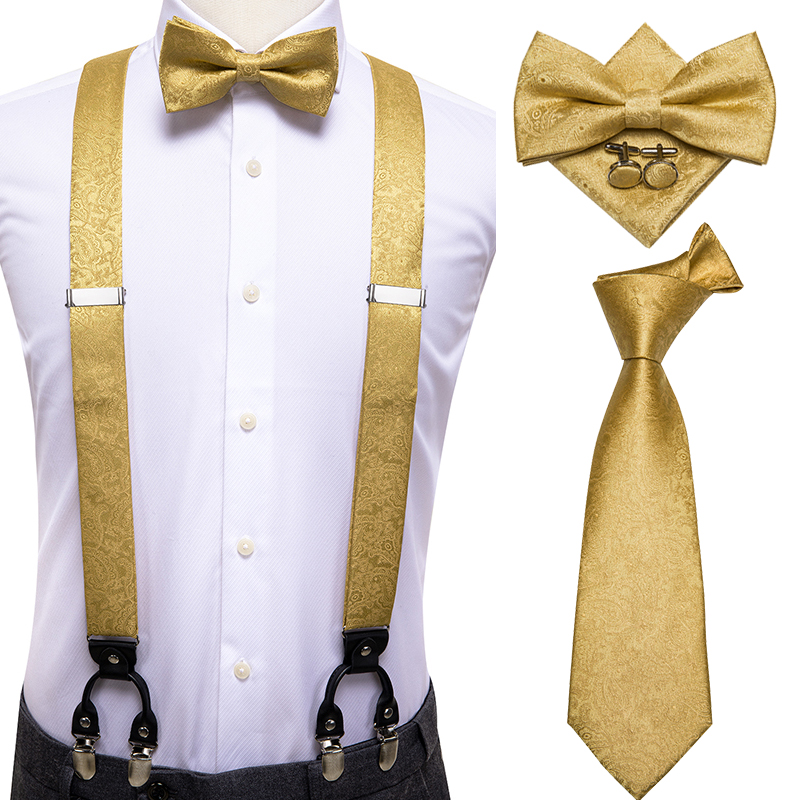 Suspenders Clip Men - Hi-Tie Herren-Hosenträger-Set aus Leder mit 6