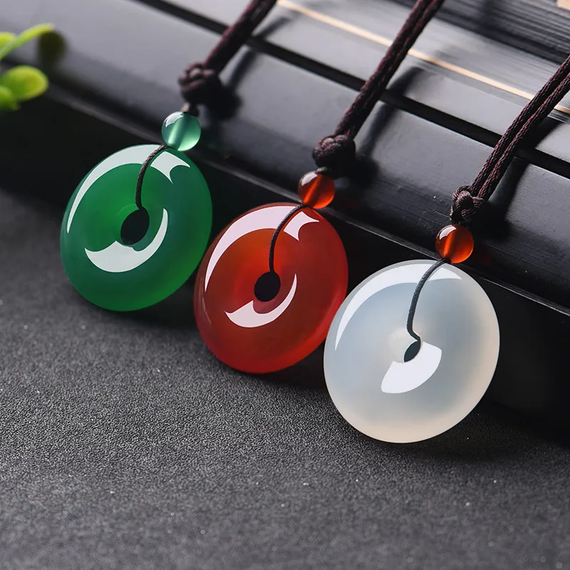 Men'S Fashion Usa - Natürliche mehrfarbige Jade-Donut-Anhänger-Achat-Halskette, Modeaccessoires, Charm-Schmuck, geschnitztes