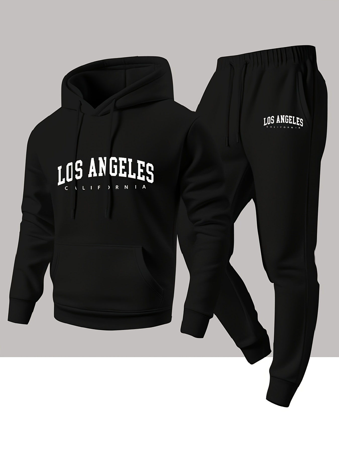 Streetwear Hoodie - Herren 2-Teiliger Trainingsanzug Los Angeles Buchstaben-Grafik