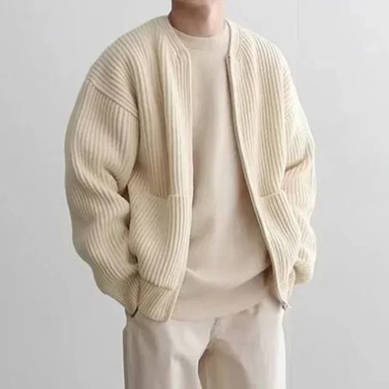 Men'S Fashion Zip Sweater - 2026 Herbst Reißverschluss-Strickjacke für Herren, Einfarbiger