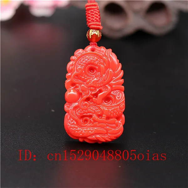 Men'S Fashion Usa - Natürliche Rote Koralle Jade Stein Drachen