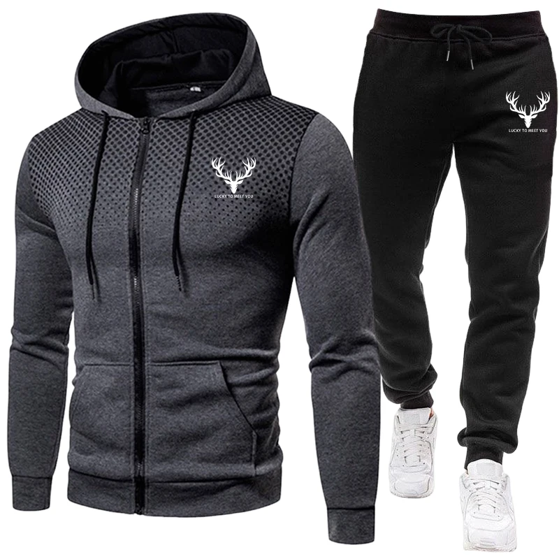 Mens Fashion Zip Up - 2026 Neuerscheinung Herren-Set Reißverschluss-Hoodies und Schwarze