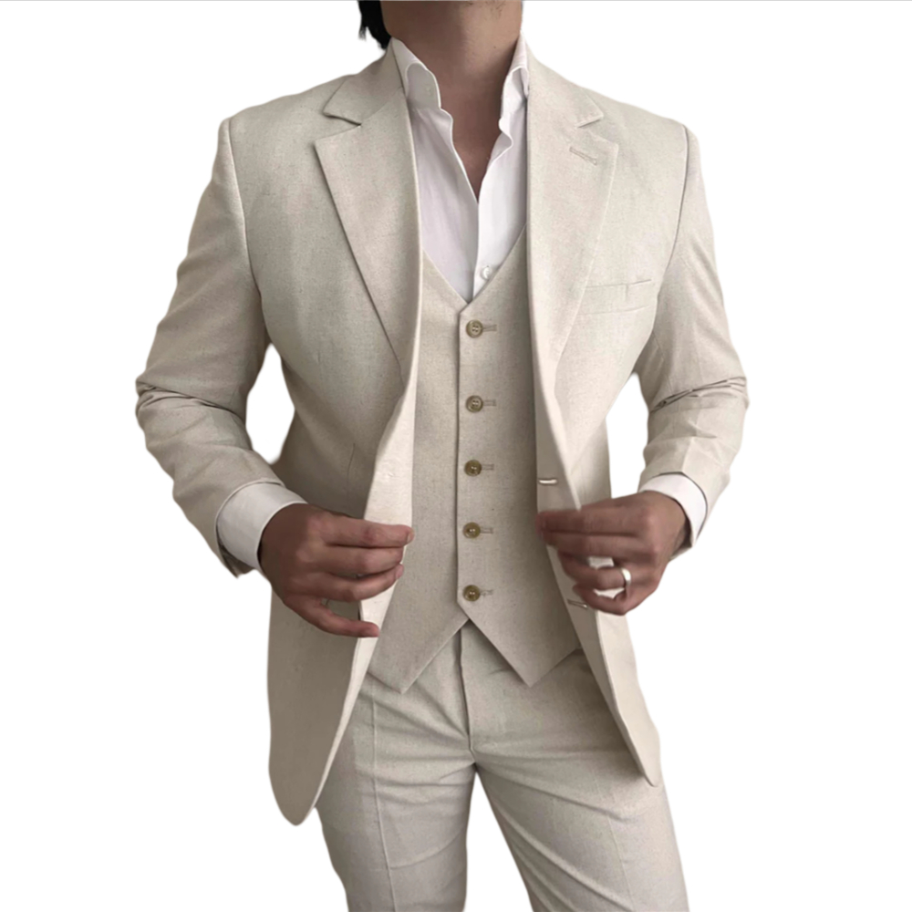 3-teilige Leinen-Herrenanzüge  – Mens Fashion Blazer Bewertung und Preis