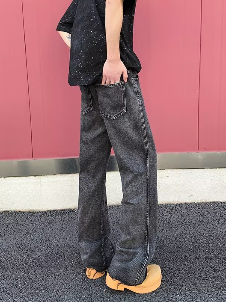 2026 Y2K Mode Schwarz-Graue Sl – Men'S Fashion Grey Jeans Bewertung und Preis