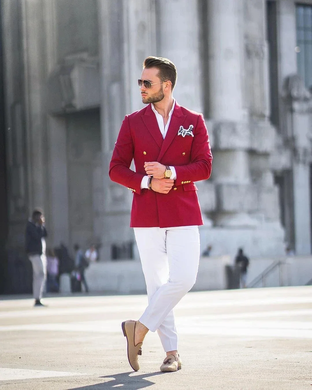 Rote Jacke Weiße Hose Doppelre – Mens Fashion Blazer Bewertung und Preis