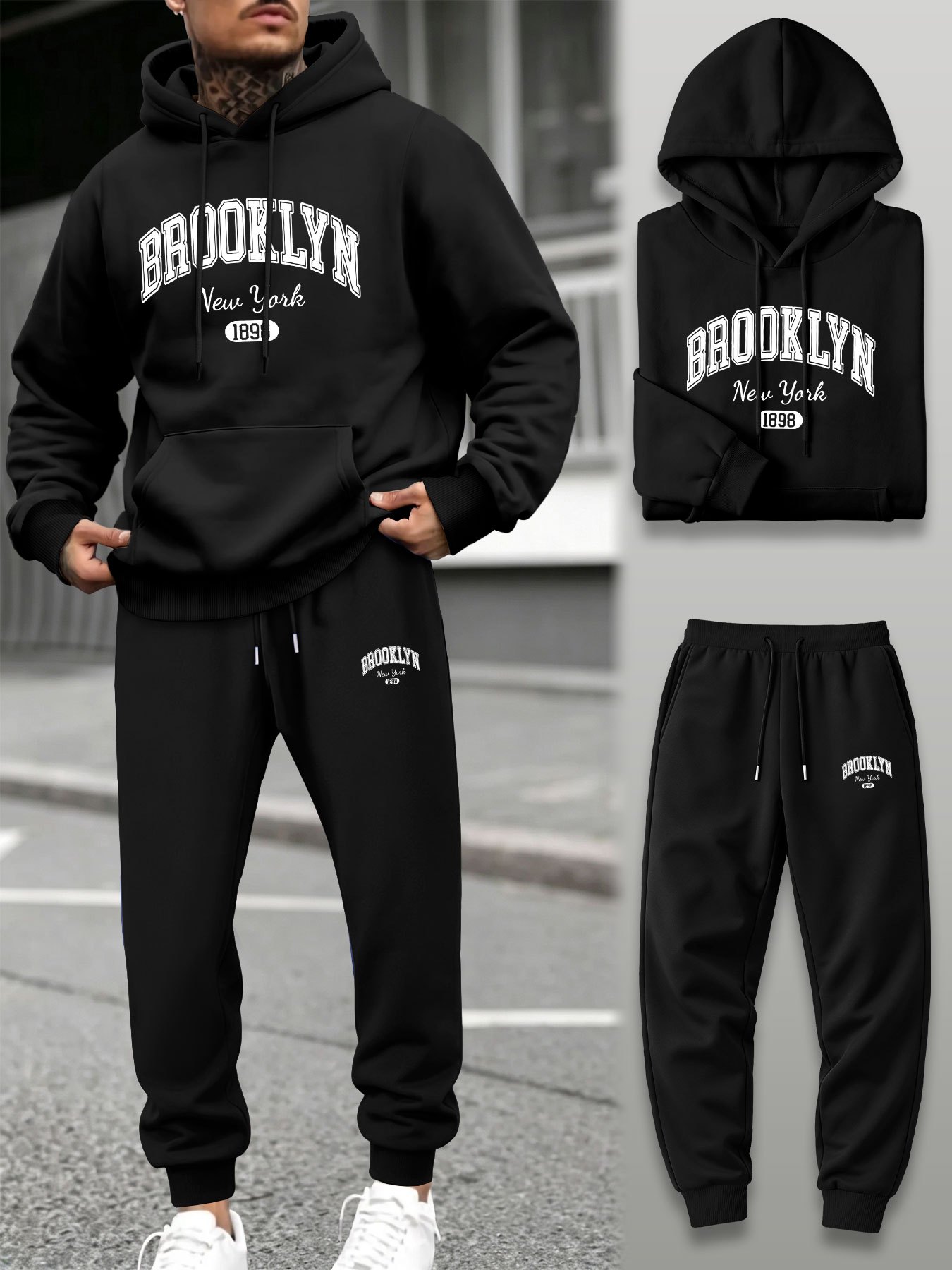 Herren 2-Teiliger Trainingsanz – Streetwear Hoodie Bewertung und Preis