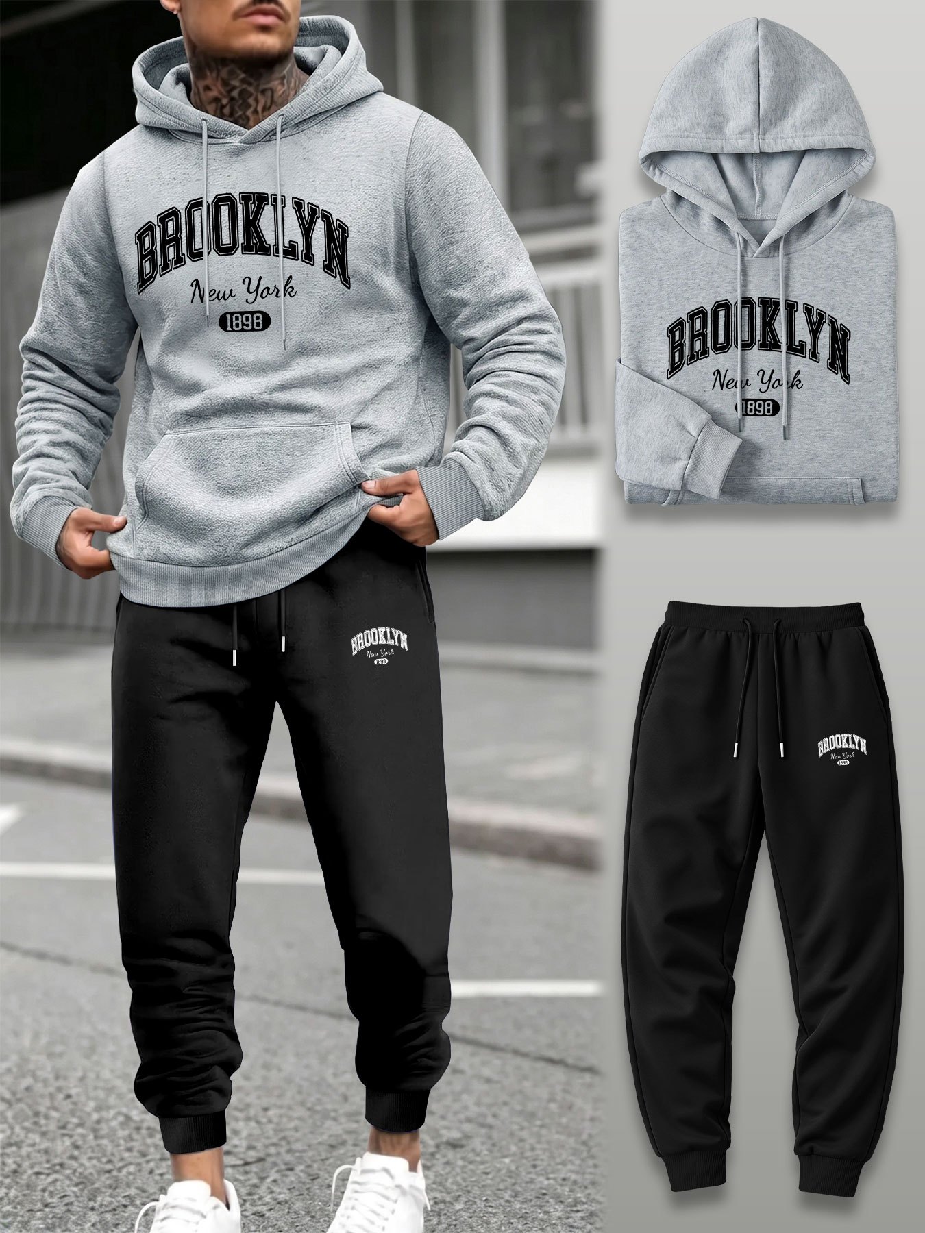Herren 2-Teiliger Trainingsanz – Streetwear Hoodie Bewertung und Preis