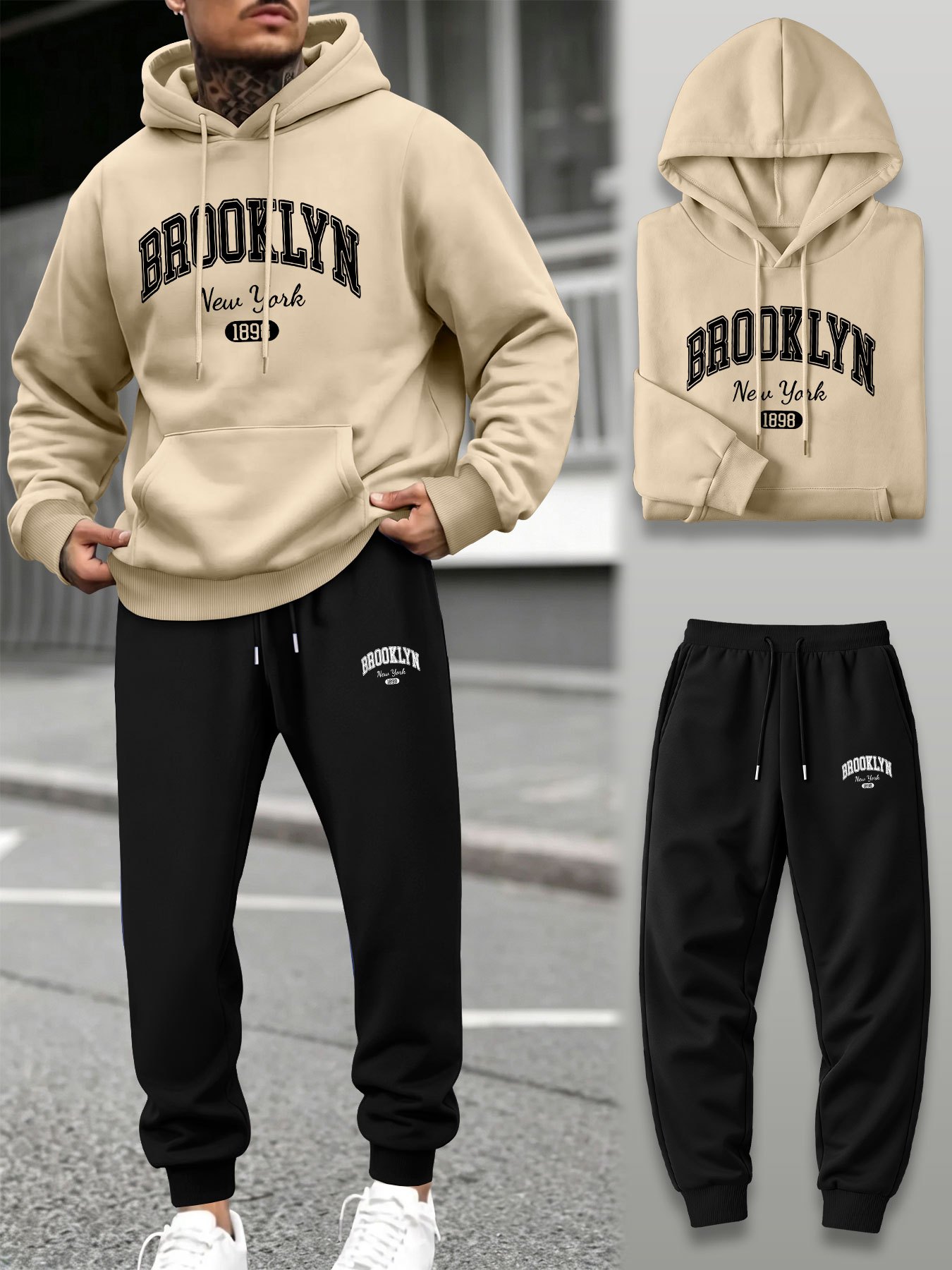 Herren 2-Teiliger Trainingsanz – Streetwear Hoodie Bewertung und Preis