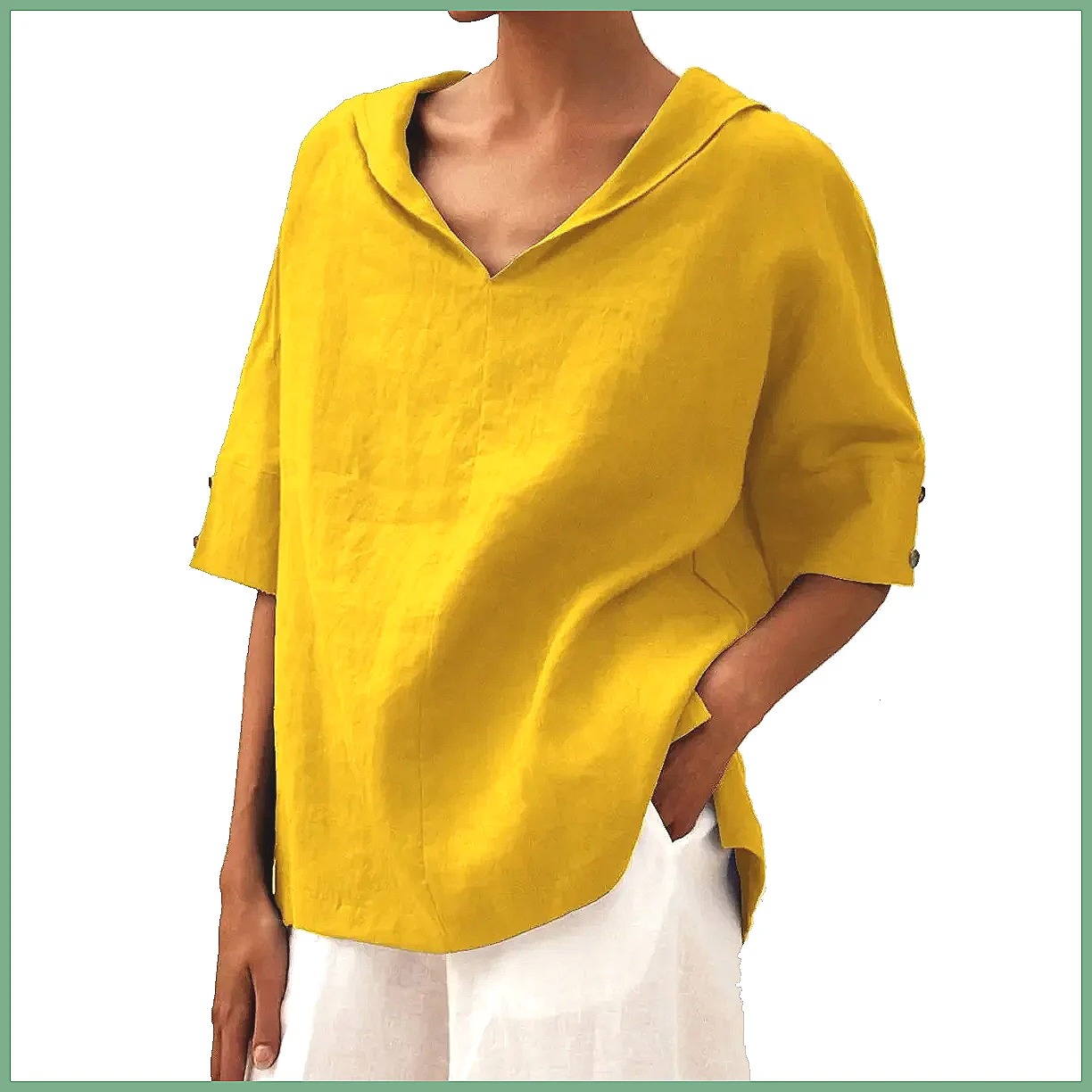 Damen Locker Sitzende V-Aussch – Linen Shirt Summer Bewertung und Preis