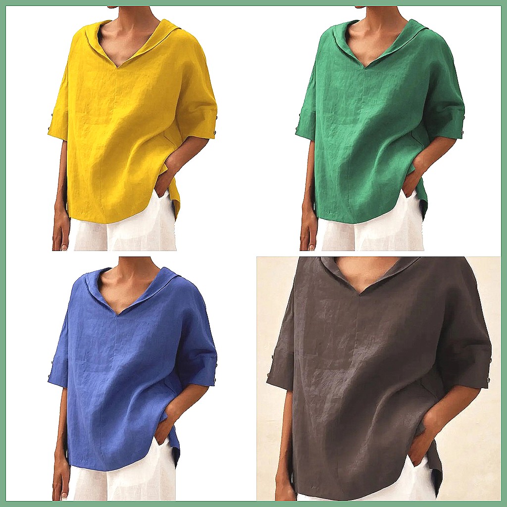 Damen Locker Sitzende V-Aussch – Linen Shirt Summer Bewertung und Preis