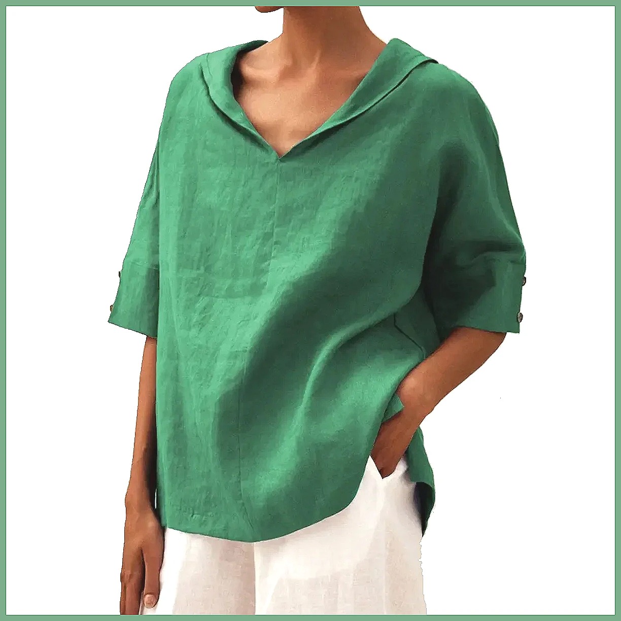 Damen Locker Sitzende V-Aussch – Linen Shirt Summer Bewertung und Preis