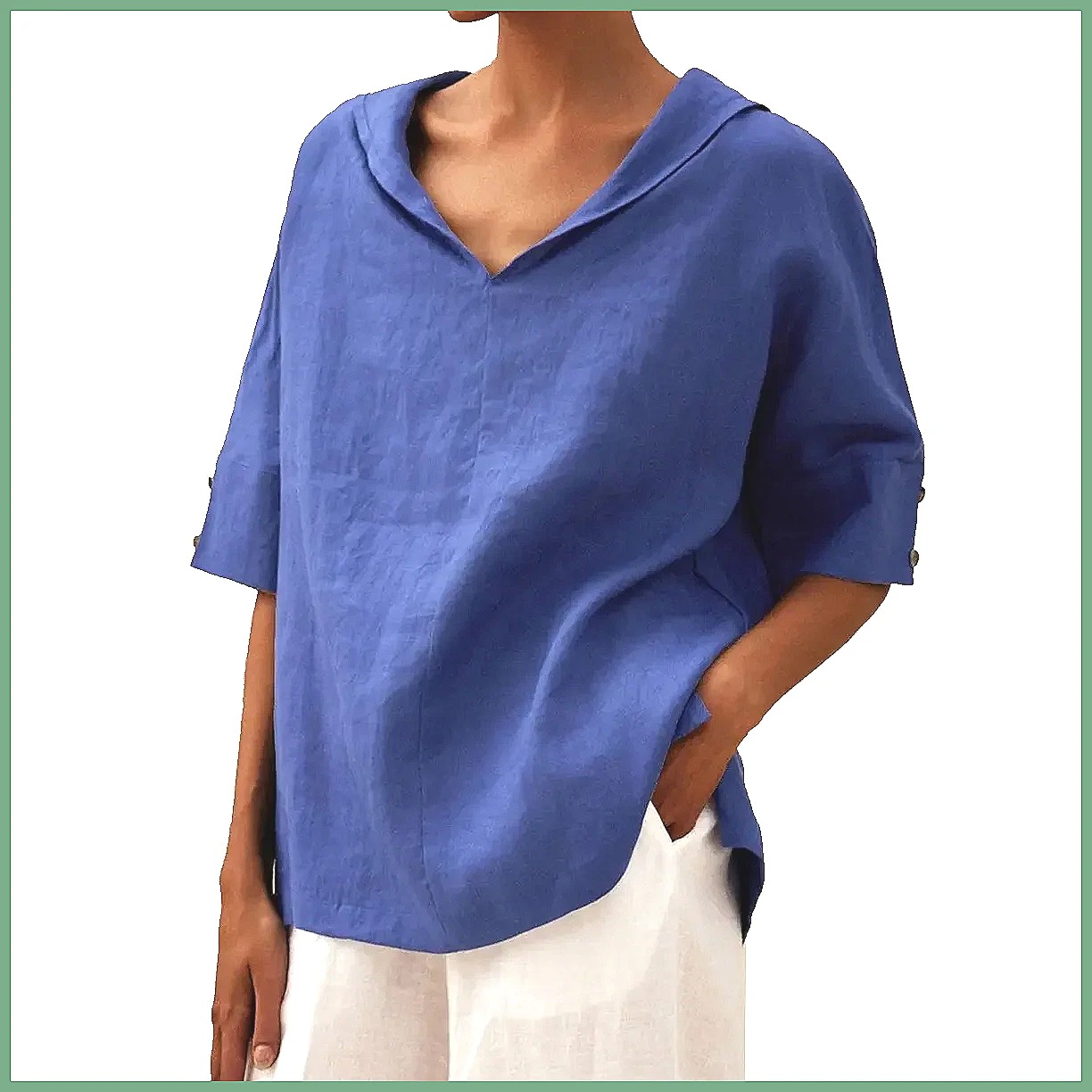 Damen Locker Sitzende V-Aussch – Linen Shirt Summer Bewertung und Preis